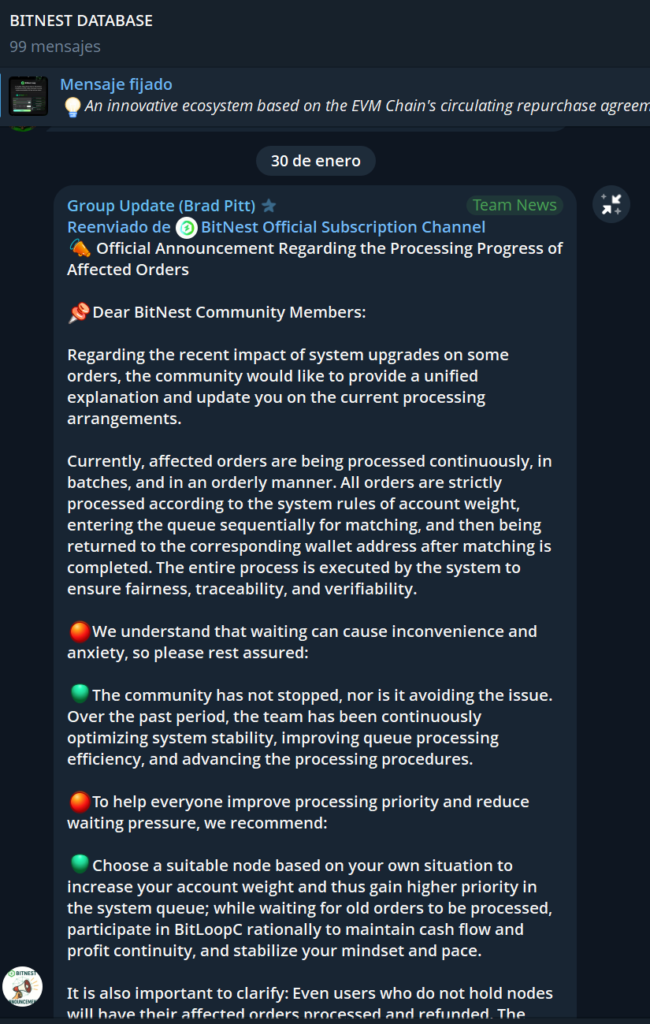 Diagrama de BitLoop C con ciclos de 1, 7, 14 y 28 días y pagos más estables en BitNest