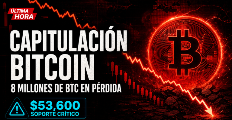 Bitcoin en Zona de Capitulación: Más de 8 Millones de BTC en Pérdida Mientras el Mercado Busca un Piso