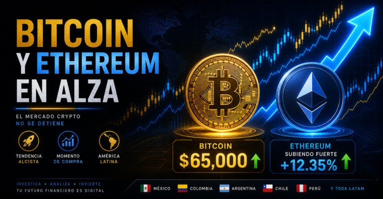 Bitcoin recupera los $65,000 y Ethereum lidera el repunte cripto: qué significa para Latinoamérica