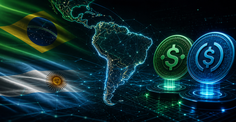 Stablecoins dominan las transacciones cripto en Brasil y Argentina